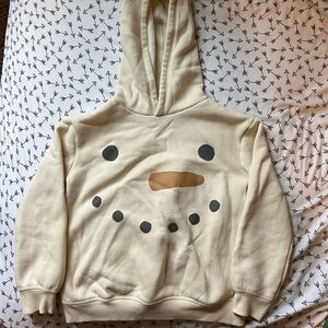 Little and Co Cream Snowman Face Christmas Hoodie kids size 6